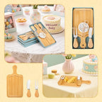 6 Sets Bridal Baby Shower Prizes for Game Winners Bamboo Square Mini Charcuterie Cheese Boards Butter Spreaders Forks with Thank You Tags Gift Box for Guests Wedding Birthday Party Favors - Image 5