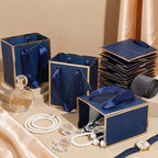 Yeaqee 100 Pcs Mini Paper Gift Bags with Handles Tag, Navy Blue, Gold - Image 5