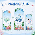 3Pcs Under The Sea Party Decoration Ocean Arch Backdrop Cover Set Underwater Milk Silk Fitted Arch Stand Cover for Summer Marine Theme Birthday Baby Shower Decor Fits 4ft 5ft 6ft - Image 2