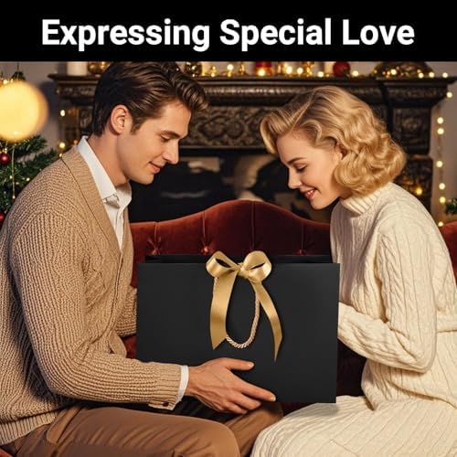 EUSOAR Large Gift Bags, 20pcs 16"x6"x12"Black Kraft Thank You Paper Bags with Bow Ribbon Handle, Gift Wrap Treat Bags Bulk for Wedding Baby Shower Birthday Bridesmaid Anniversary Holiday Party - Image 5