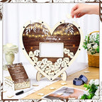 Chunful Hearts Guest Book Alternative with 100 Wooden Hearts Chips Box and Pen Brown Wooden Heart Picture Frame Rustic Guest Book Reception for Wedding Baby Shower Birthday Ceremony(Classic) - Image 5
