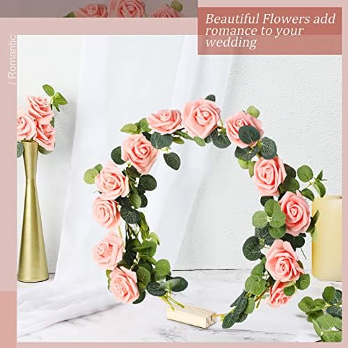 Yinder 15 Pcs Metal Floral Gold Hoop Centerpiece with Stand,12 Inch,Pink - Image 5