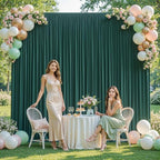 10x10ft Dark Green Curtains Backdrop for Wedding Parties Wrinkle Free Green Curtains Photo Backdrop Drapes for Photography Birthday Baby Shower Soft Fabric Party Backgournd for Photoshoot - Image 5
