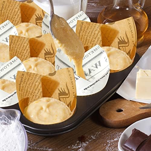 Potchen 800 Pcs Tulip Cupcake Liners Baking Cups,Newspaper,Retro Style - Image 5