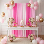 Birthday Backdrop Curtain 15ftx10ft - Pink Ombre Wrinkle Free Satin Drapes - Image 3
