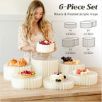 ZANIRA 6 Pack White Buffet Risers, Foldable Paper Honeycomb Stands with Frosted Acrylic Trays for Party, Dessert Table Risers for Buffet Table, Weddings, Cakes, Cupcakes and Catering - Image 3