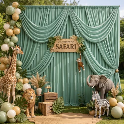 50ft×10ft Wrinkle Free Sage Green Backdrop Curtain for Parties - Image 3