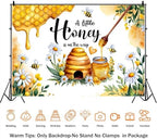 Yeele 15x10ft Bee Baby Shower Backdrop for Photography A Little Honey is on The Way Vinyl Background Daisy Flowers Honeycomb Newborn Party Decoration Banner Photo Portrait Shoot Props - Image 2