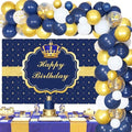 Royal Prince Birthday Decorations for Boy Royal Blue Balloon Garland Kit with Prince Birthday Photography Backdrop Crown Balloon for Prince Birthday Baby Shower Decorations by Kreatwow