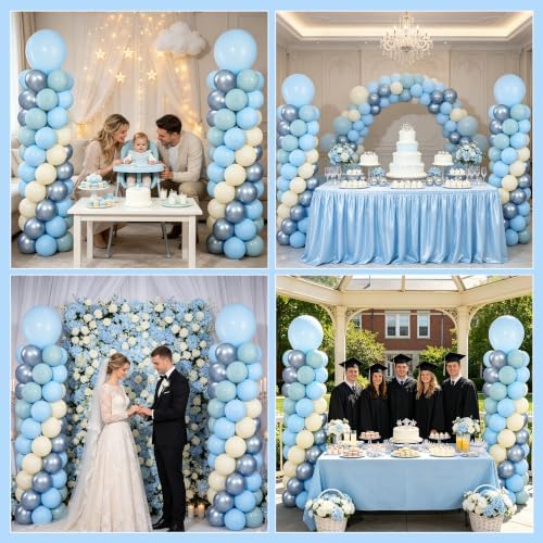 Dusty Blue White Balloons Stand Column Kits 2 Sets Balloon Towers - Image 7