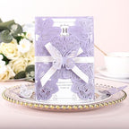 50Pcs Light Purple Wedding Invitations with Envelopes and RSVP Cards - Image 6
