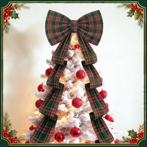 Riceshoot 32x250 Inch Christmas Tartan Plaid Green Bow, Giant Decorations - Image 4