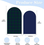 Set of 2 Tartan Plaid Arch Backdrop Cover Tartan Tiles Spandex Stretchy Arch Cover for Bear Birthday Party Boys Baby Shower Banquet Decoration (6FT 7.2FT,Blue Green) - Image 3