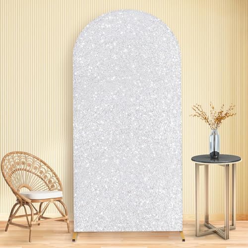 MODFUNS Sequin Arch Cover Silver 6FT Arch Cover Wedding Arch Backdrop Cover for Arch Stand Glittering Chiara Arch Cover Backdrop Fabric Spandex Arch Cover Panels for Metal Arch Frame Prom Party Decor - Image 5