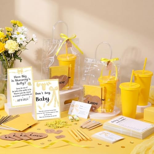 Dunzoom 461 Pcs Funny Baby Shower Games with Prize for Guest Winner, Yellow - Image 4