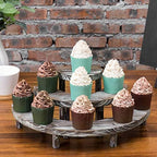MyGift 3 Tier Torched Wood Cupcake Stand Dessert Display Riser Set of 3 - Image 3