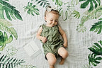 Little Unicorn Keepsake Monthly Milestone Photo Blanket – 47” x 46” – Milestone Cards Included - 100% Cotton Muslin – Machine Washable – Playful Designs - for Boys & Girls (Tropical Leaf) - Image 2