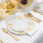 Ciaell 175 Piece White and Gold Plastic Plates for Weddings Parties - Image 6