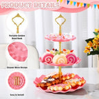 Patelai 8 Pack Plastic 3 Tier Cupcake Stand Holder, Pink - Image 2