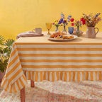 Tudomro Striped Tablecloth, Rectangle, Mustard, Ivory, 60'' X 120'' by Tudomro
