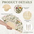 25 Pcs Wildflower Folding Hand Fan Bulk with Organza Bags - Image 3