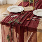 10Pcs Burgundy Cheesecloth Table Runner 120 Inches for Christmas Home Decor by KEKETOARRANGE