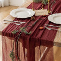 6Pcs Burgundy Cheesecloth Table Runner 120 Inches for Party Home Decor by KEKETOARRANGE