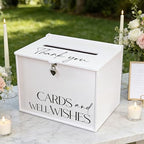 Large Wedding Card Box with Lock & Slot, Elegant White Wedding Card Boxes for Reception Money Gift Envelope Cards, DIY Gift Cards Box for Party Engagement Baby Bridal Shower Table Decor - Image 7
