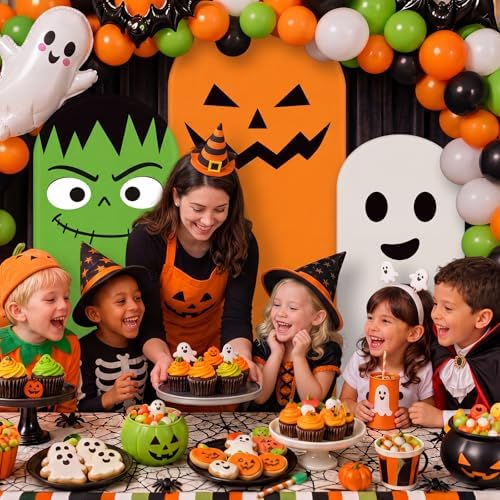 Moukeren 3 Pcs Halloween Arch Cover 4ft 5ft 6ft Pumpkin Ghost Theme - Image 5