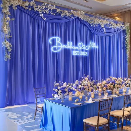 40ft x 10ft Royal Blue Backdrop Curtains, Wrinkle-Free Sheer Chiffon Fabric Photo Backdrop Drapes for Wedding Arch Party Ceremony Stage Photography Decorations - Image 3