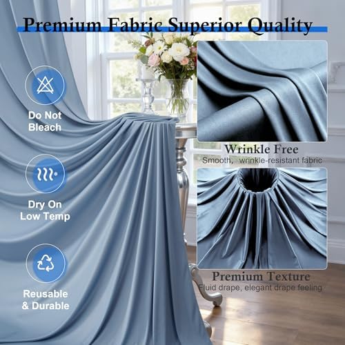 12ft x 10ft Dusty Blue Backdrop Curtains for Parties, Wrinkle Free 2 Panels Photo Backdrop Drapes Back Drop Cloth for Wedding Birthday Photography Background Decor - Image 2