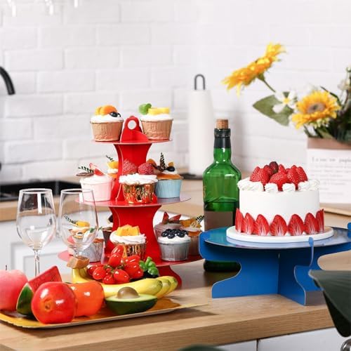 Potchen 12 Pcs 3 Tier Cupcake Stand, Colorful Cardboard Cake Tower - Image 5