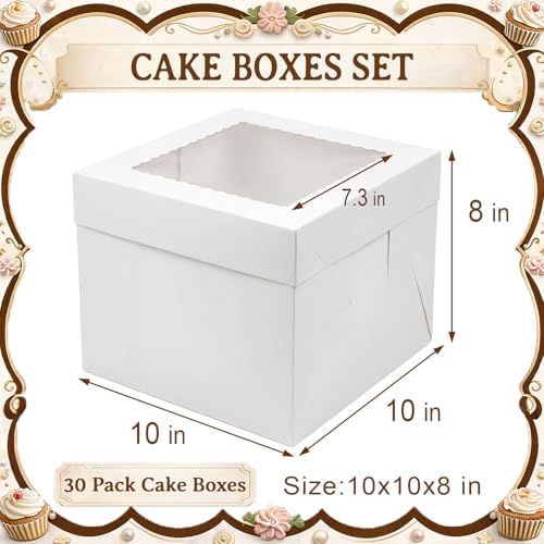 Arttown 30 Pack Cake Boxes 10 Inch Tall Multi-Layer White - Image 3