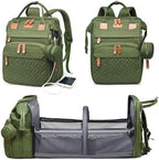 Astro alan Baby Diaper Bags with Changing Station, Waterproof Diaper Bag Backpack for Moms Dads with USB Charging Port, Baby Shower Gifts, Large Capacity diaper backpack, Green by Astroalan