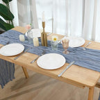12 Pack Dusty Blue Cheesecloth Table Runner 120 Inch Boho Wedding Decor - Image 6