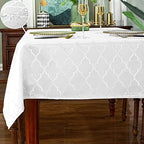 SASTYBALE Jacquard Tablecloth Rectangle, White, 60" x 102" by SASTYBALE