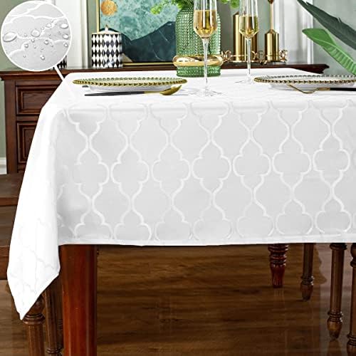 SASTYBALE Jacquard Tablecloth Rectangle, White, 60" x 102" by SASTYBALE