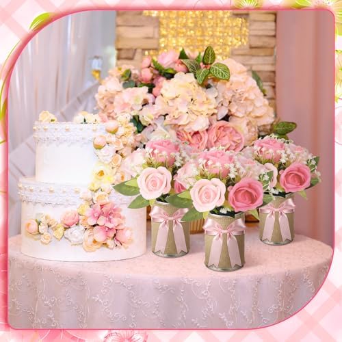 Suncalla 45 Pcs Baby Shower Centerpieces Rose, Pink Rose Vase Decor - Image 4