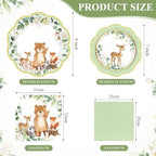 Funnymoom 200 Pcs Woodland Baby Shower Party Decorations Plates Serve 50 - Image 2