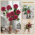 Artificial Flowers Realistic Roses, Real Looking Fake Roses with Stem for DIY Wedding Bouquets Centerpieces Bridal Shower Party Home Romantic Decorations (Wine Red, 100pcs) - Image 4