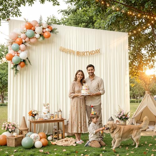 40x10ft Ivory Backdrop Curtain Panels for Parties - Wrinkle Free Polyester Photo Curtain Backdrop Wedding Back Drop Fabric Drapes for Party Decorations Background for Photography - Image 7