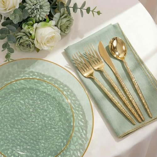I00000 150 Pcs Clear Green Plastic Plates, Disposable Hammer Party Plates - Image 6