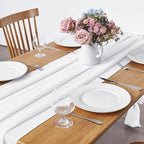 Pufogu 5 Pack 10Ft White Chiffon Table Runner Sheer 29x120 Inch - Image 2