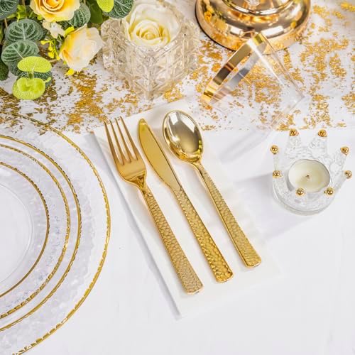 Ciaell 350 Piece Gold Plastic Plates for Weddings Parties - Image 5