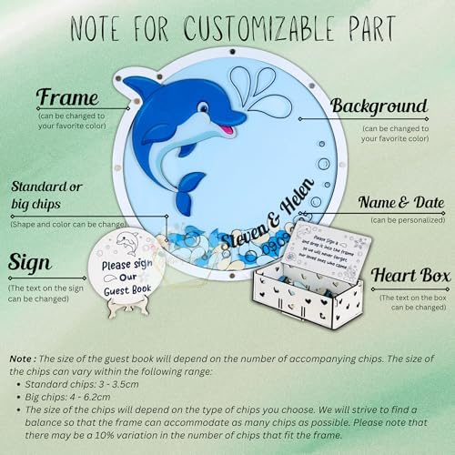 Dolphin Guest Book Alternative Drop Box Frame, Personalized Beach Wedding - Image 6
