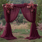 10ft x 10ft Burgundy Backdrop Curtains, Wrinkle-Free Sheer Chiffon Fabric Photo Backdrop Drapes for Wedding Arch Party Ceremony Stage Photography Decorations - Image 2