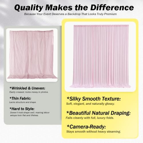 20x12 ft Light Pink Backdrop Curtains for Weddings, Birthdays and Photos - Image 5