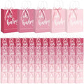 Gersoniel 50 Packs Baby Shower Gifts Bags Bulk 5.91 x 3.15 x 8.27 Inches Baby Shower Favor Bags with Handle Ribbon Thank You Gift for Party Favor for Guests Gifts Gender Reveal (Pink) by Gersoniel