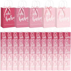 Gersoniel 50 Packs Baby Shower Gifts Bags Bulk 5.91 x 3.15 x 8.27 Inches Baby Shower Favor Bags with Handle Ribbon Thank You Gift for Party Favor for Guests Gifts Gender Reveal (Pink) by Gersoniel