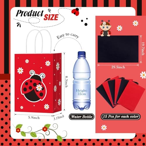 Clabby 30 Pcs Ladybug Party Gift Bags Ladybug Party for Birthday Favor - Image 3
